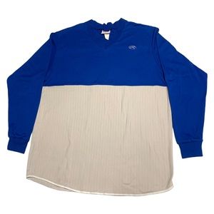 Rawlings Colorblock Long Sleeve V-Neck Baseball Sweater Men's‎ L Blue and Grey